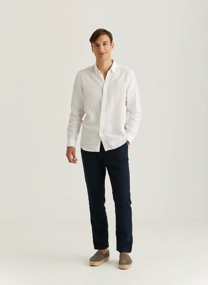 Douglas BD Linen Shirt LS  White