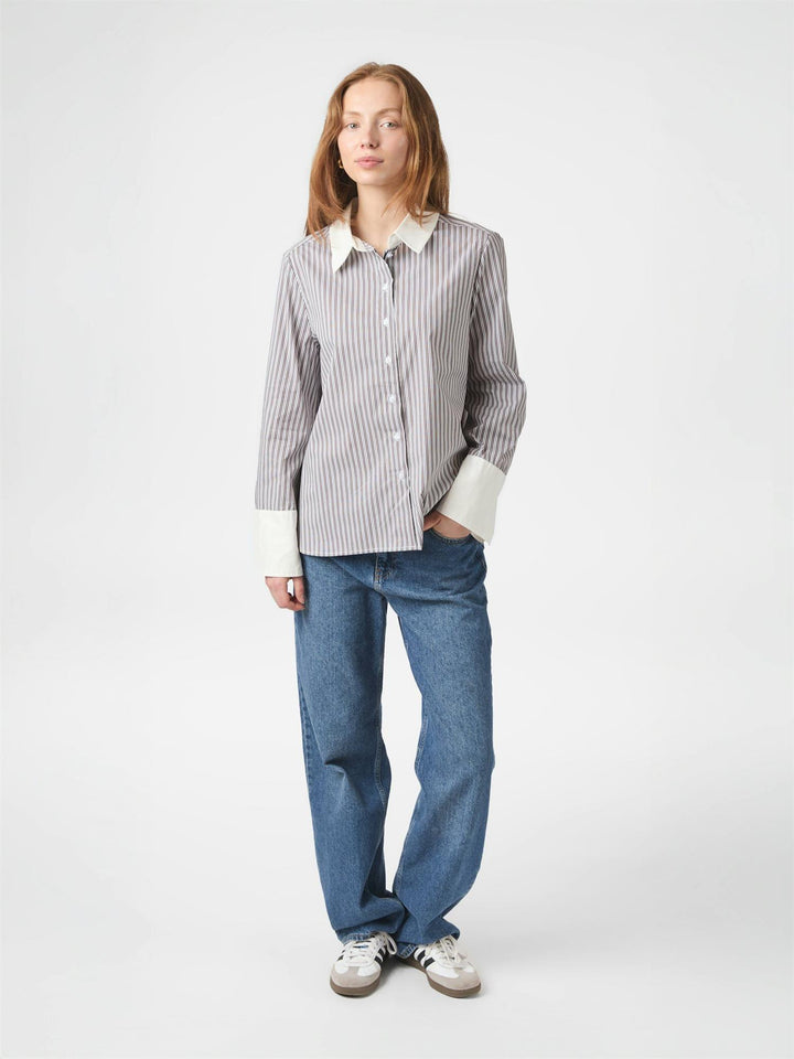 DRANILA STRIPE SHIRT  Brown