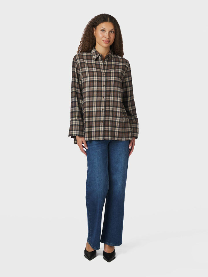 Dita Flannel Check Shirt Dark Taupe