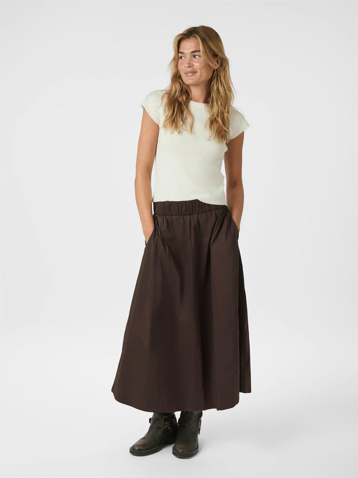 YARA POPLIN SKIRT  Chocolate Brown
