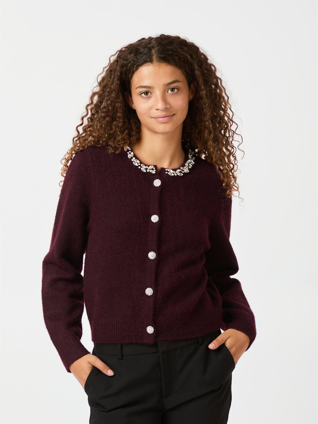 Marie Stone Knit Cardigan  Wine