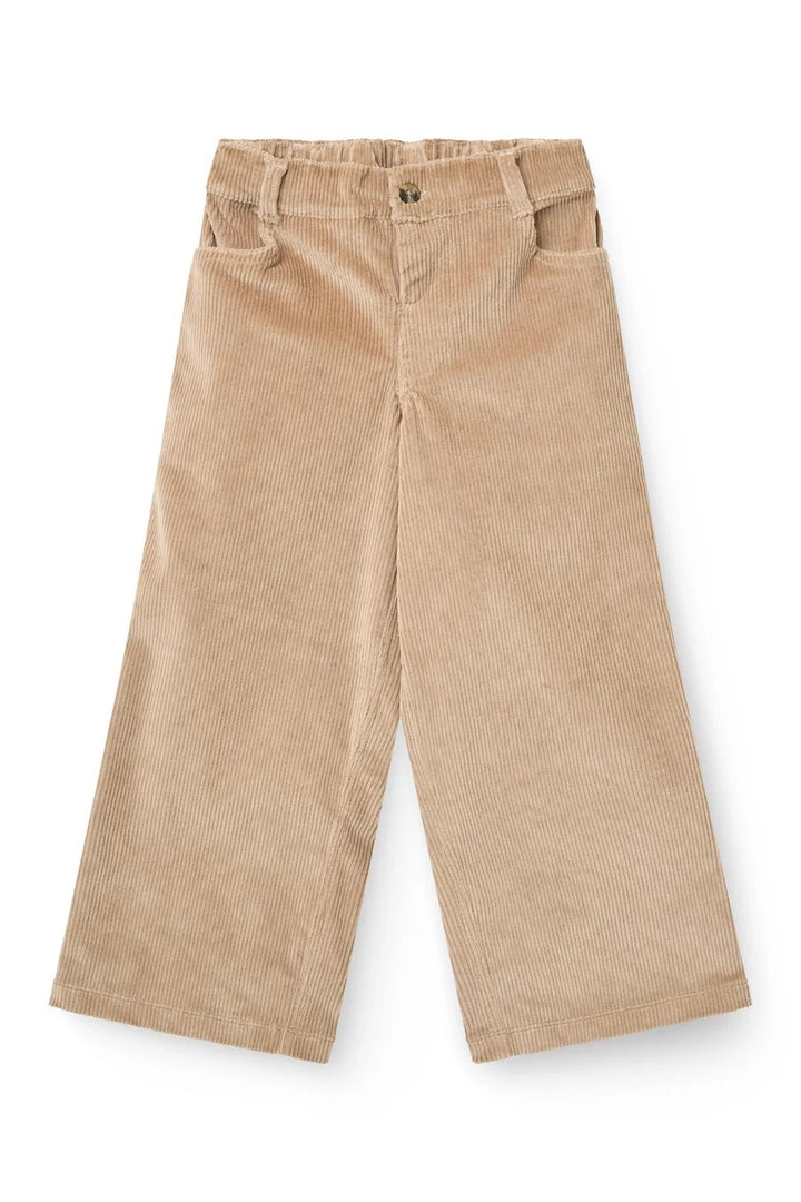 CORDUROY PANT W. WIDE LEG & EMB. AT BACKSIDE POCKET  Beige