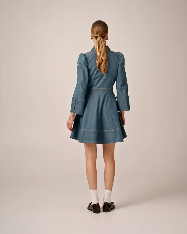 DENIM MINI DRESS  Dark Blue