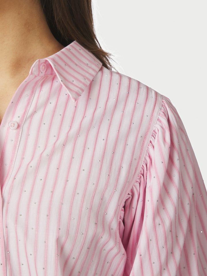 Etta Soft Stripe Stone Shirt  Light Pink