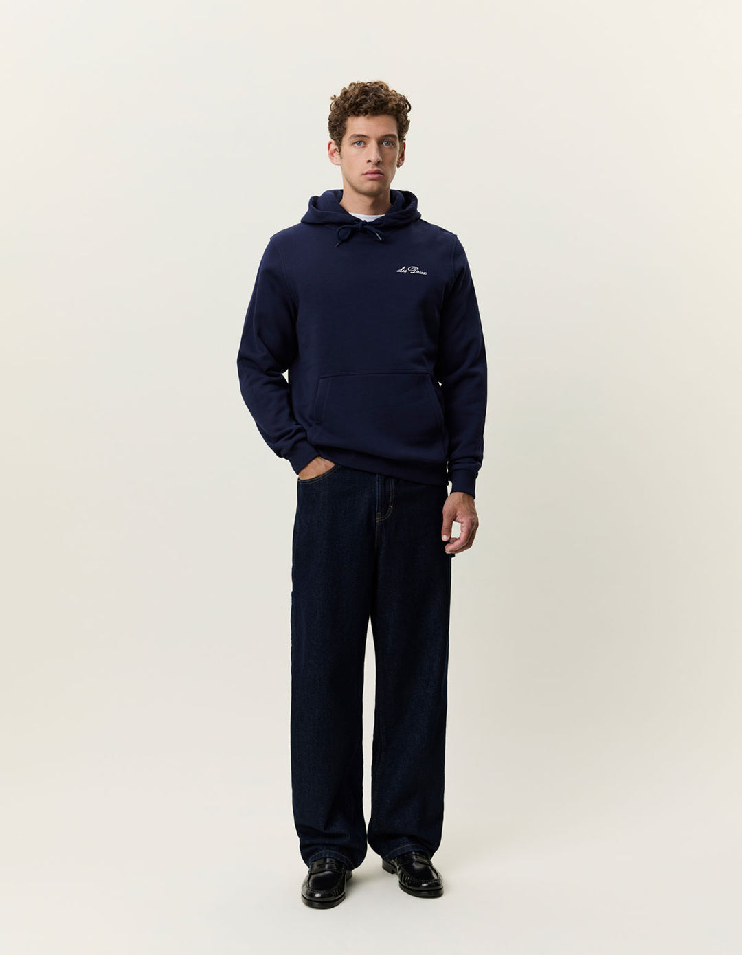 Signature Print Hoodie Dark Navy Blue