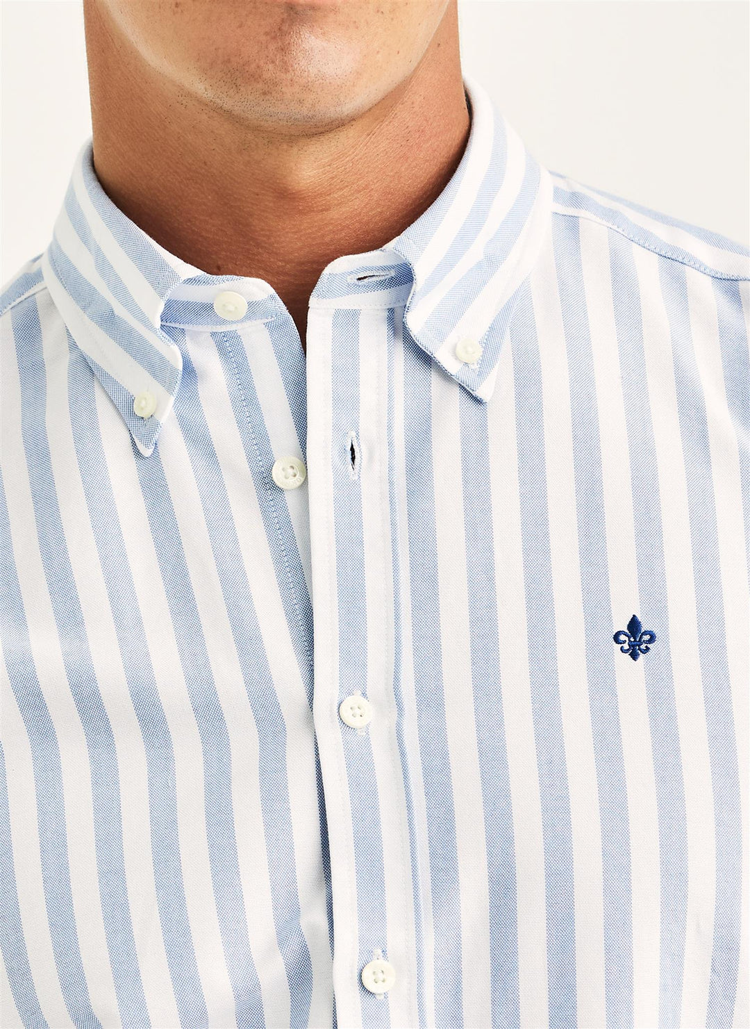 Douglas Oxford Stripe Shirt-Slim Fit  Light Blue