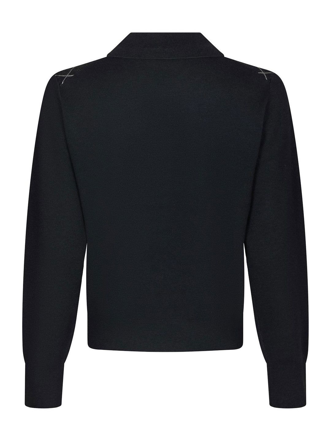 Julina Check Knit Blouse  Navy