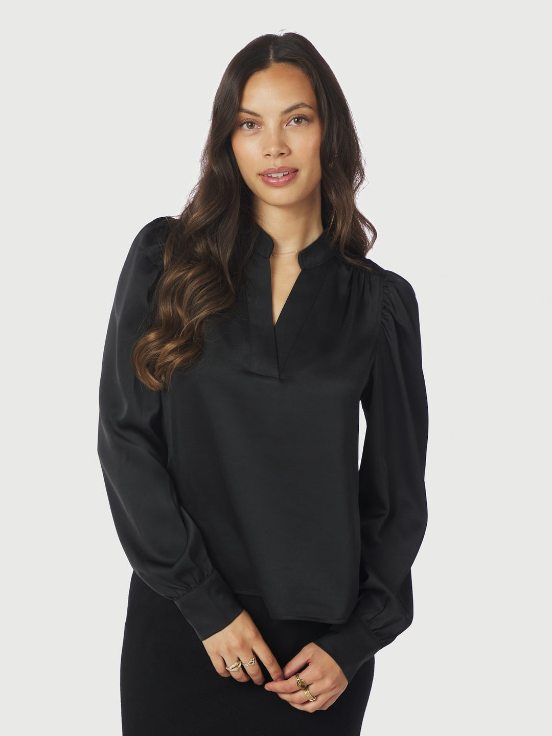Rosslyn Heavy Sateen Blouse  Black