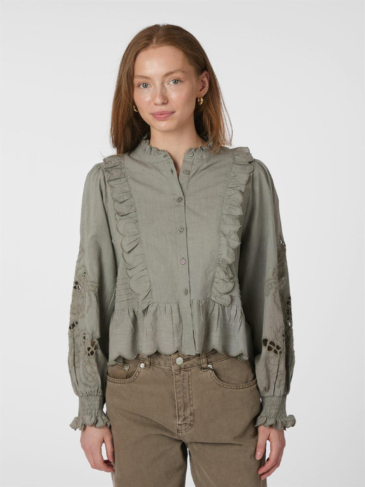 Petrine Embroidery Blouse  Smoke Green