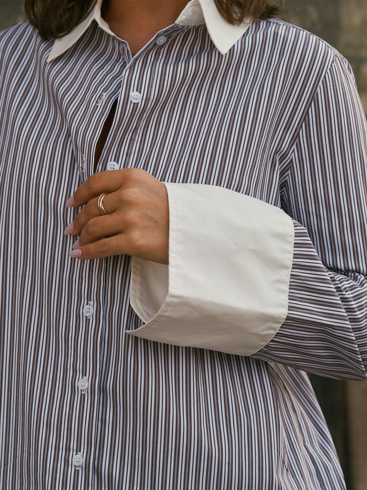 DRANILA STRIPE SHIRT  Brown