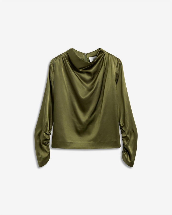 Beverly Satin Top  Moss Green