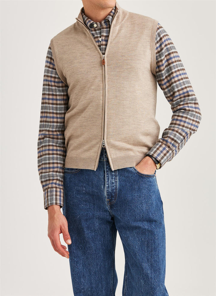 Merino Zip Vest  Khaki
