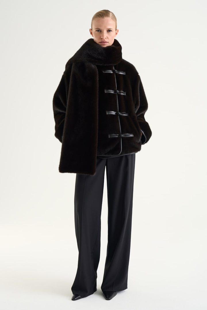 Zelie Faux Fur Jacket  Mocha Brown