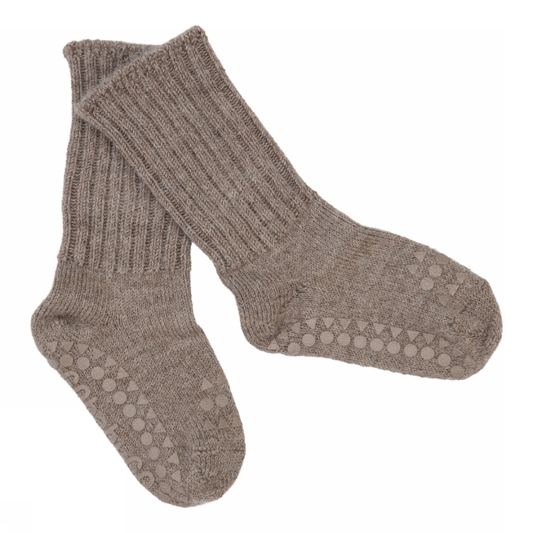 Non-Slip socks - alpaca wool  Walnut