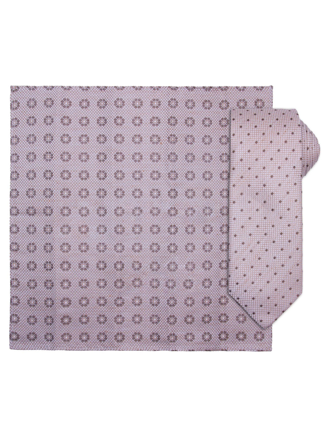 Santi silkeslips+lommetørkle "linenlook"  Beige