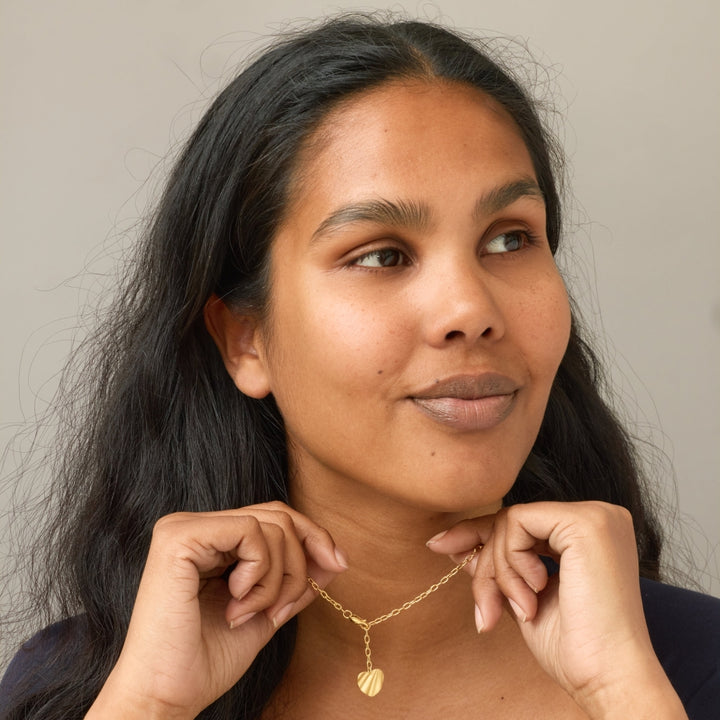 Necklace, Wave Heart Gold Plated