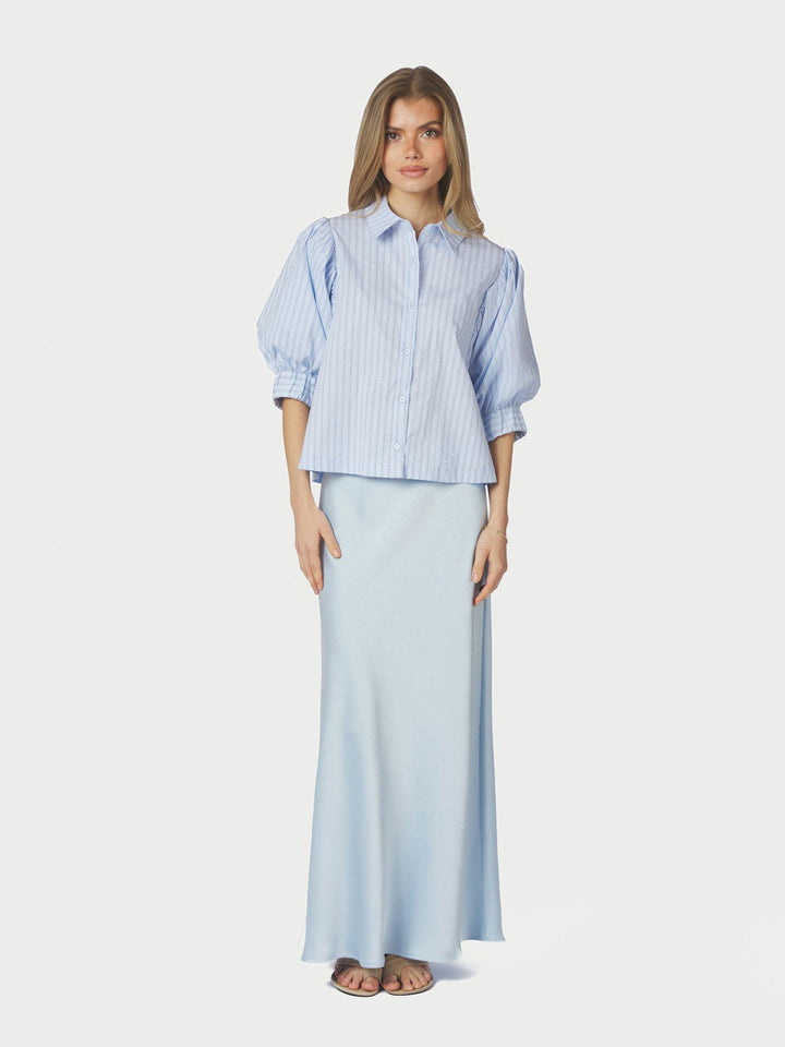 Etta Stripe Stone Shirt  Light Blue