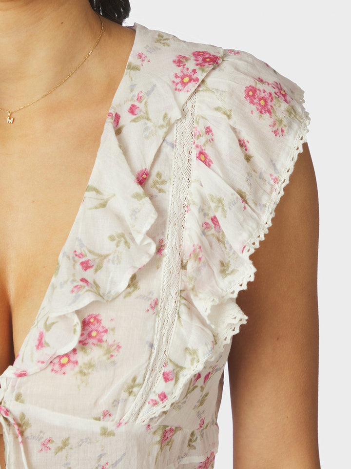 Netali Spring Flower Top  Off White