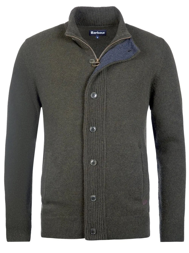 Essent Patch Zip Through Knitted Jumper  Seaweed
