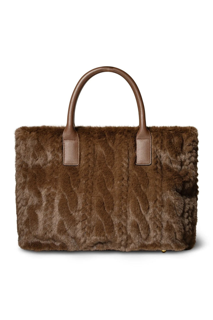 Aspen Plush Tote  Dk Brown