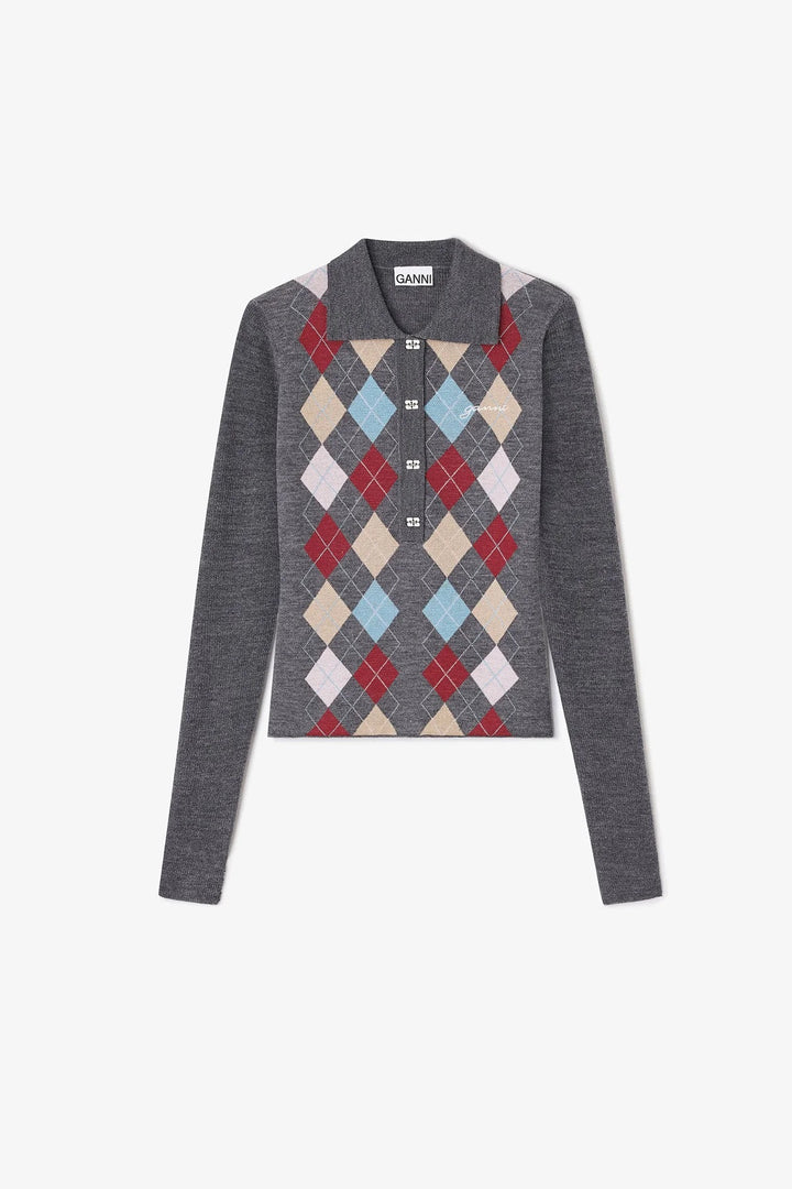 Fine merino jacquard polo  Paloma