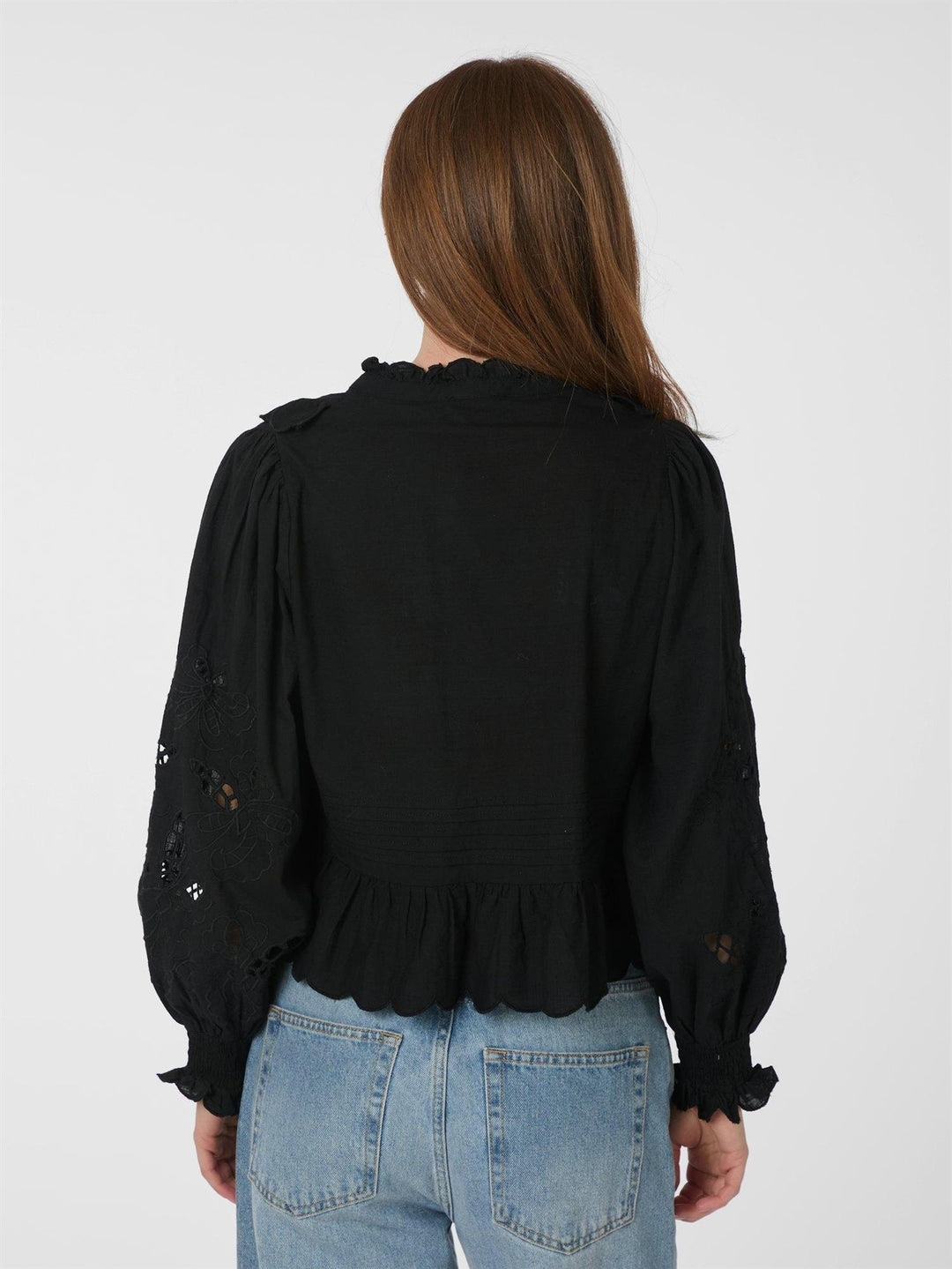 Petrine Embroidery Blouse  Black