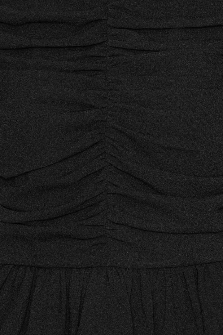 RUCHED PUFF SLEEVE TOP  Black