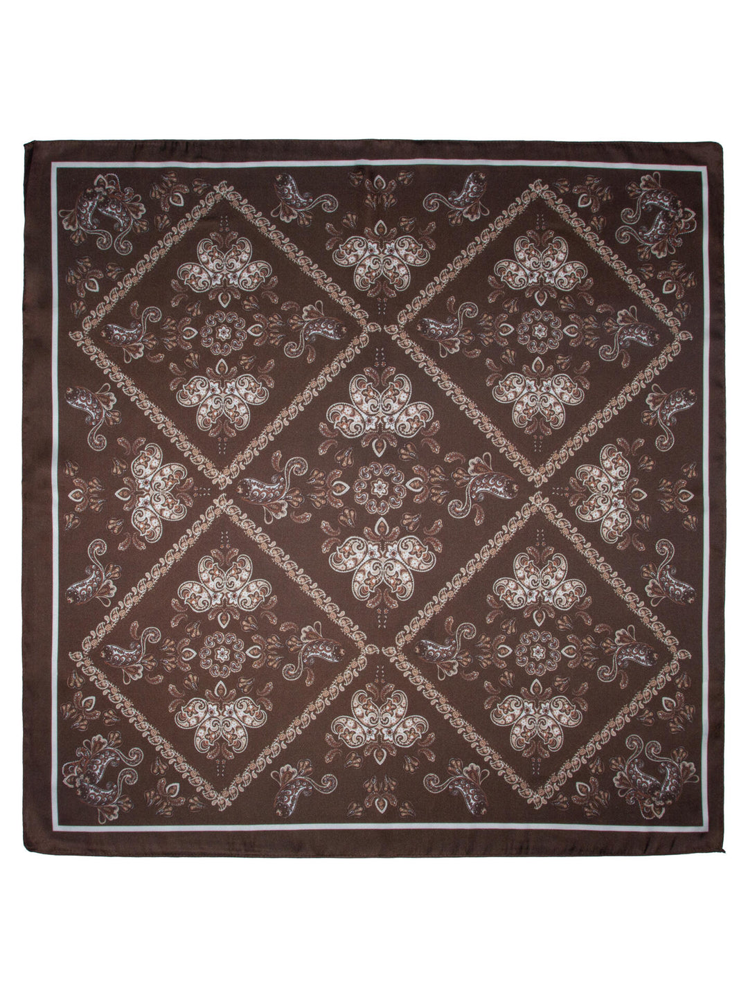 Skjerf multi paisley 70x70cm  Brun