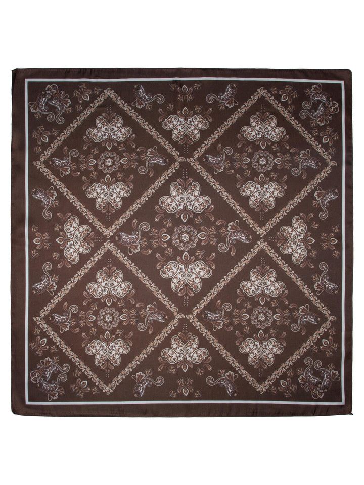Skjerf multi paisley 70x70cm  Brun