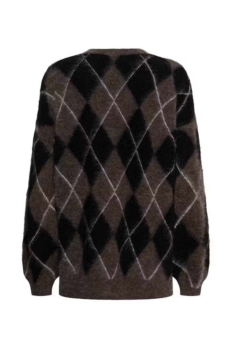 SIDA MULTI LONG PULLOVER  Black/Chestnut/Ivory
