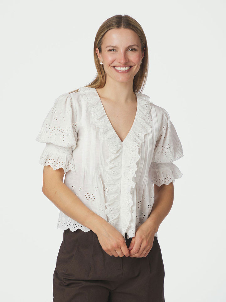 Talise Emb Blouse  White