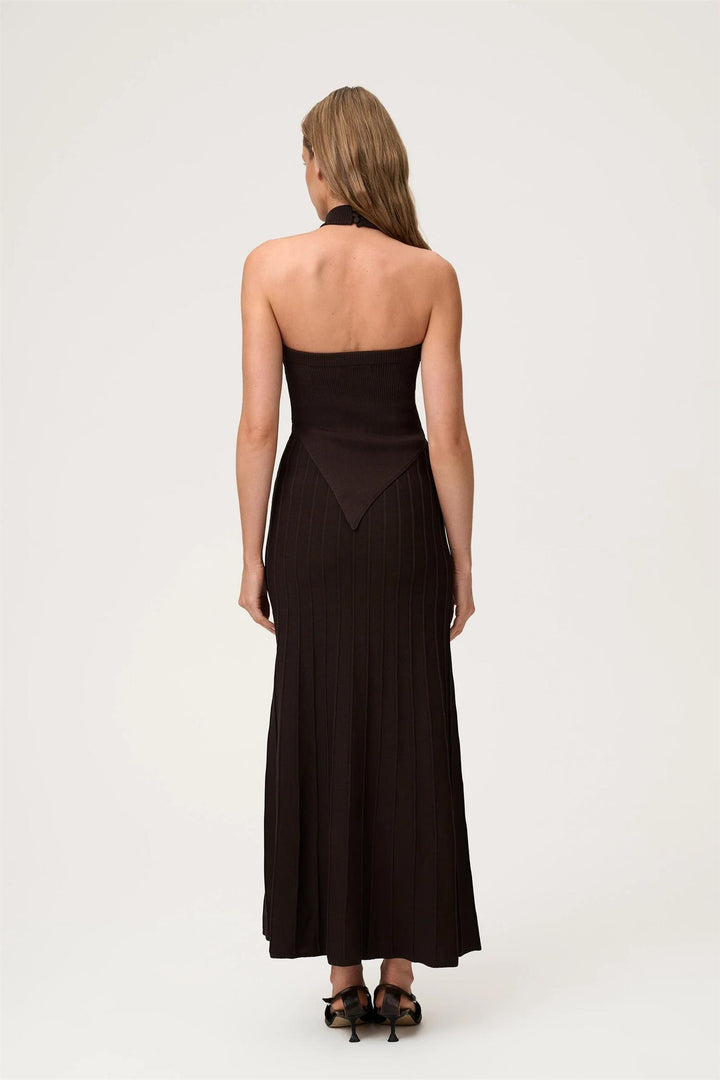 LAUSANNE HALTERNECK DRESS  Espresso