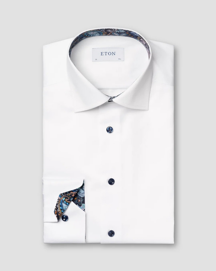 White Floral Effect Signature Twill Shirt  White