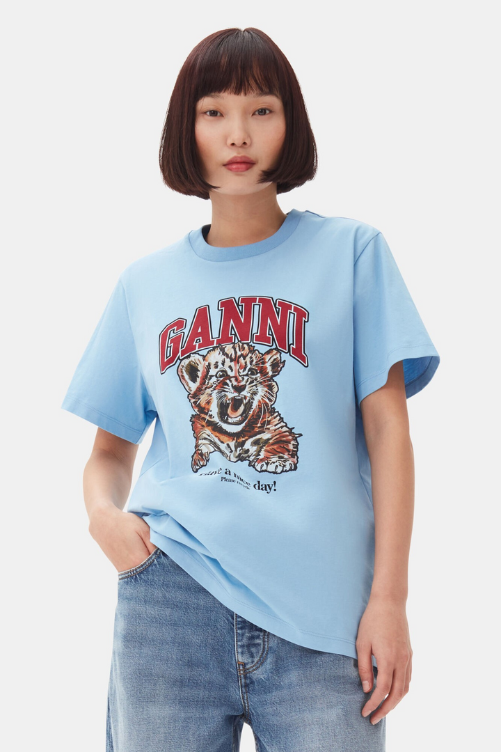 Basic Jersey Tiger Relaxed T-shirt  Blissful Blue