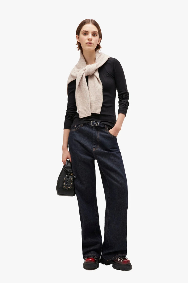 SOFT COTTON RIB LONGSLEEVE TOP  Phantom