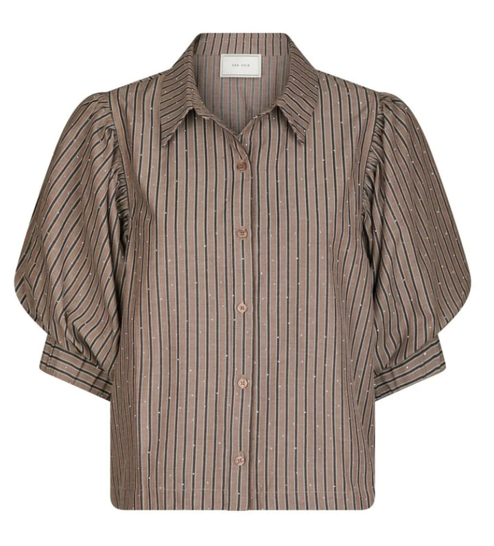 Etta Soft Stripe Stone Shirt  Brown