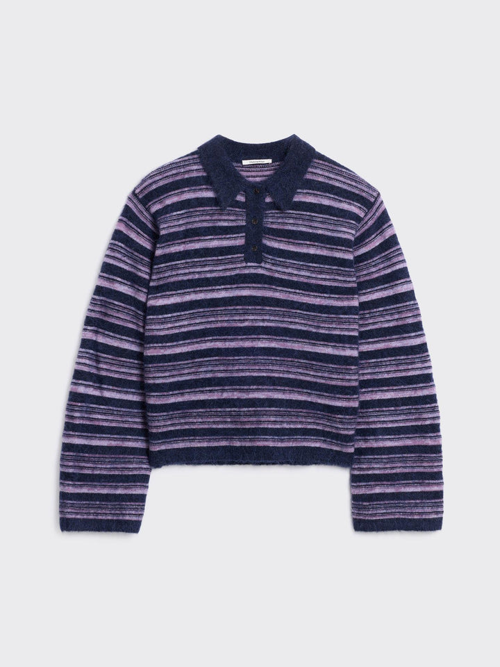 Olivia Wool Polo Sweater  Lilac Mix