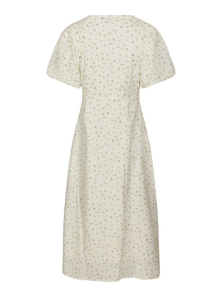 Illana Small Rose Flower Dress  Light Yellow