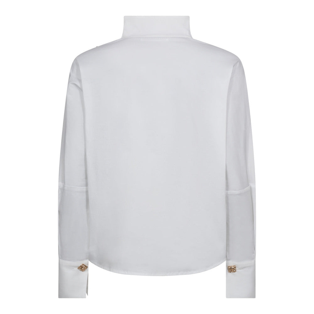 SannaCC Asym Button Blouse  White