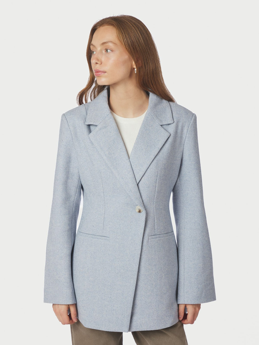 Bowie Herringbone S Blazer  Light Blue