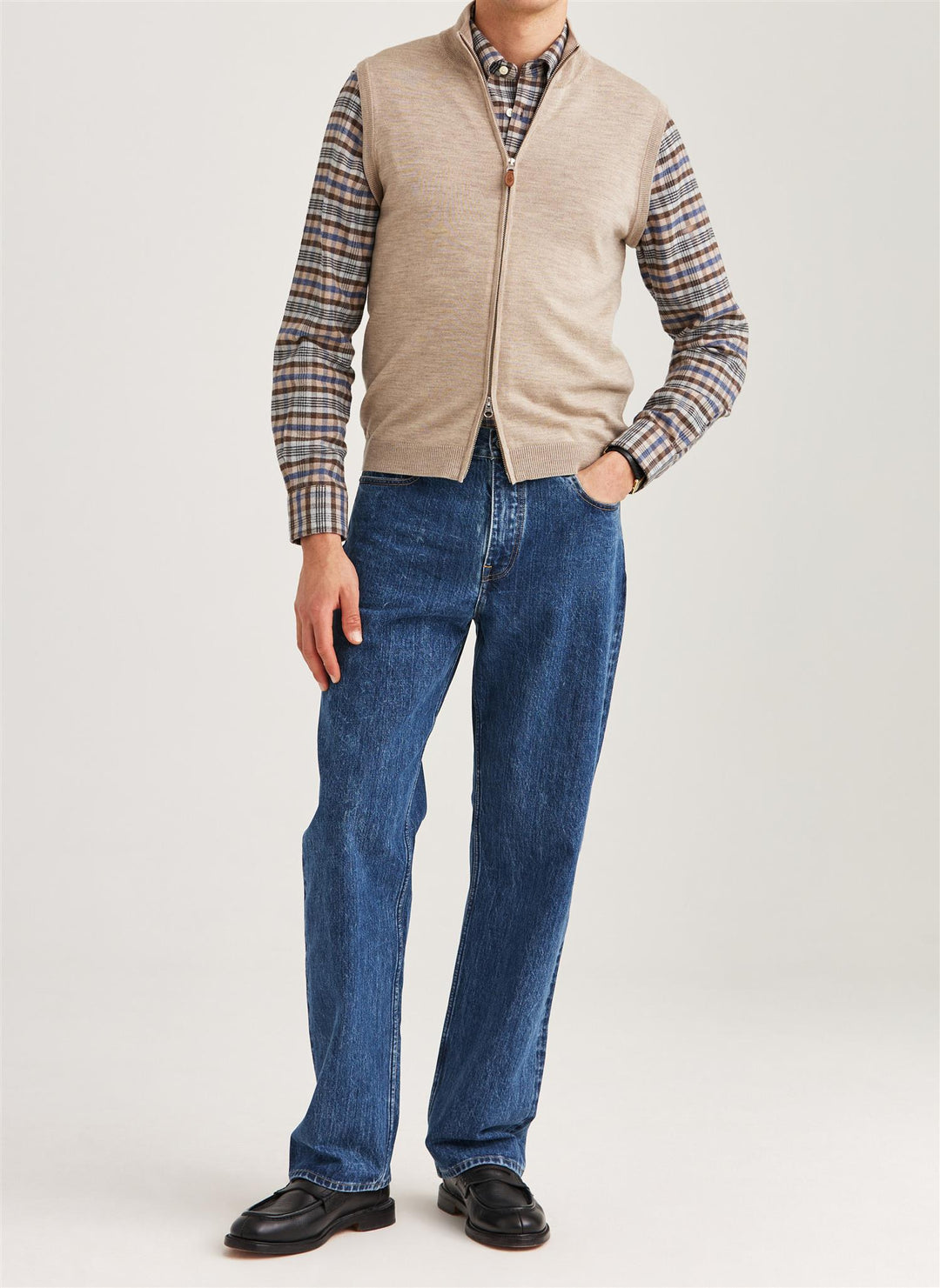 Merino Zip Vest  Khaki