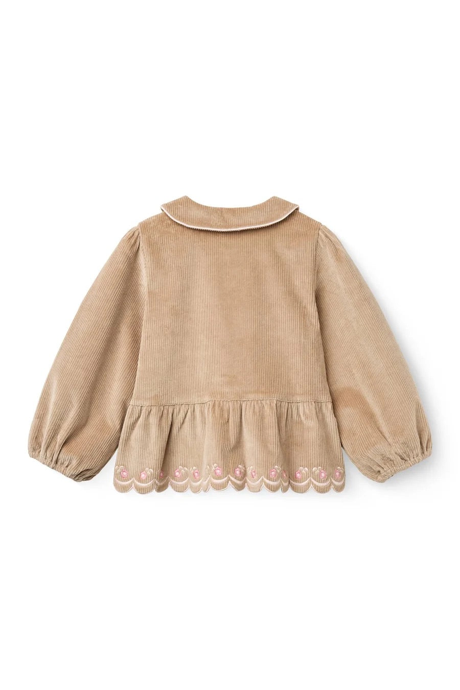 CORDUROY BLOUSE W. EMB.  Beige