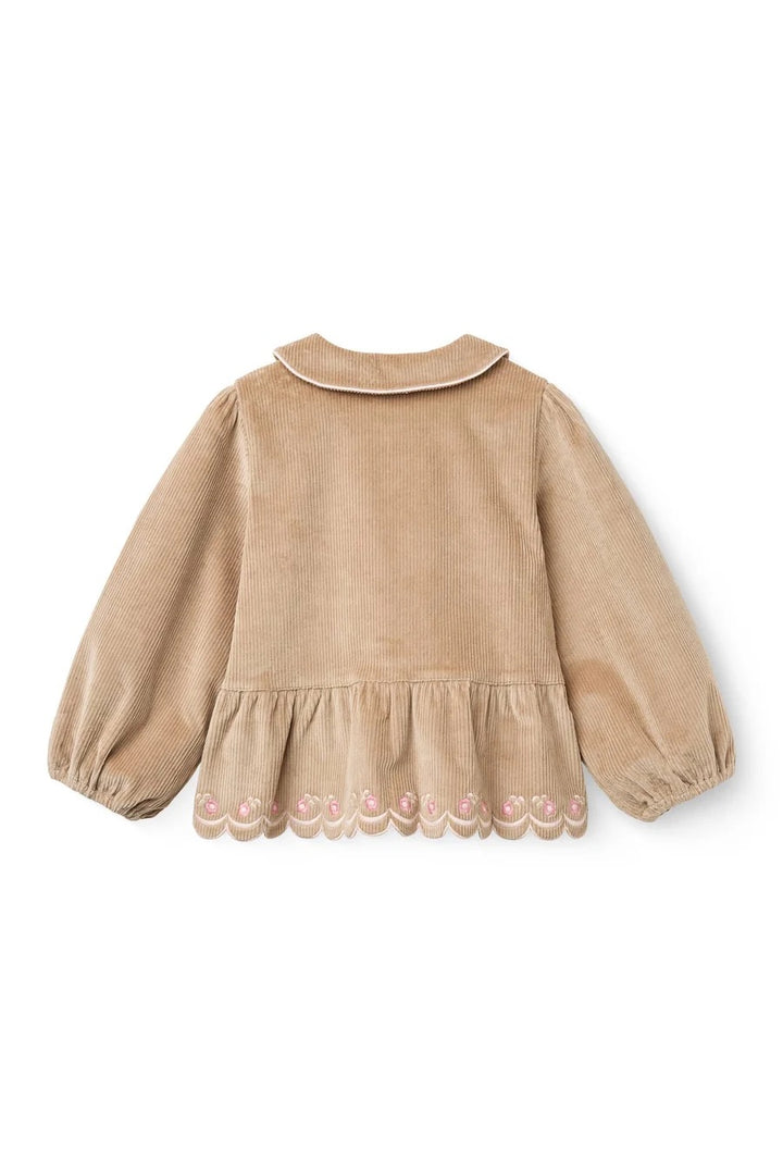 CORDUROY BLOUSE W. EMB.  Beige