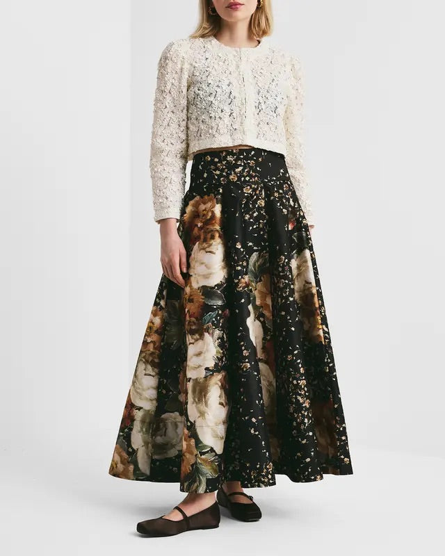 Taffeta Maxi Skirt  Dark Rose