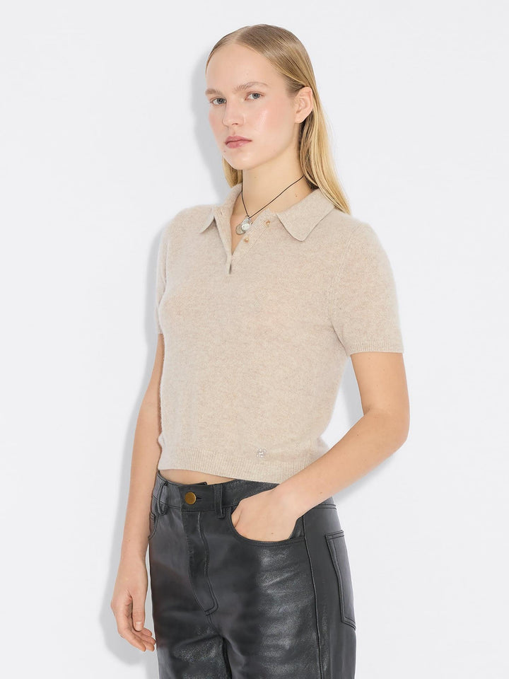 Cashmere Short Sleeve Polo 26-02  Sand