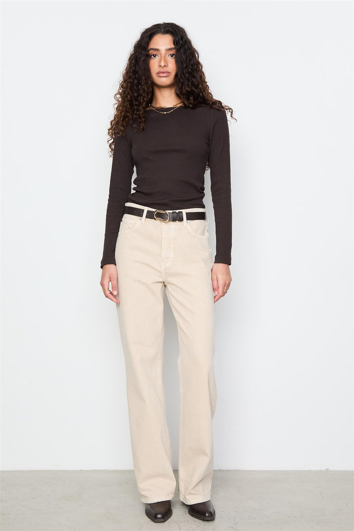 Petronella Rib Boatneck  Dark Brown
