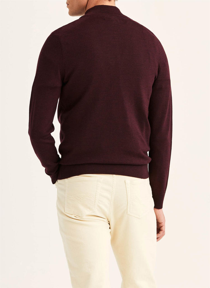 Merino John Zip  Wine Red