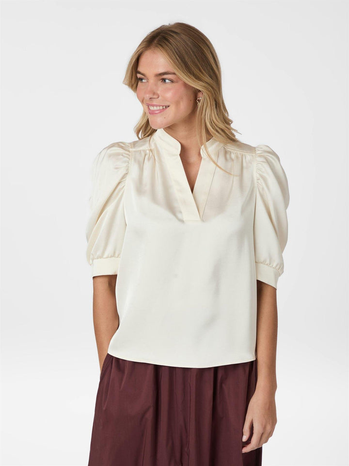 Roella Heavy Sateen Blouse  Pearl