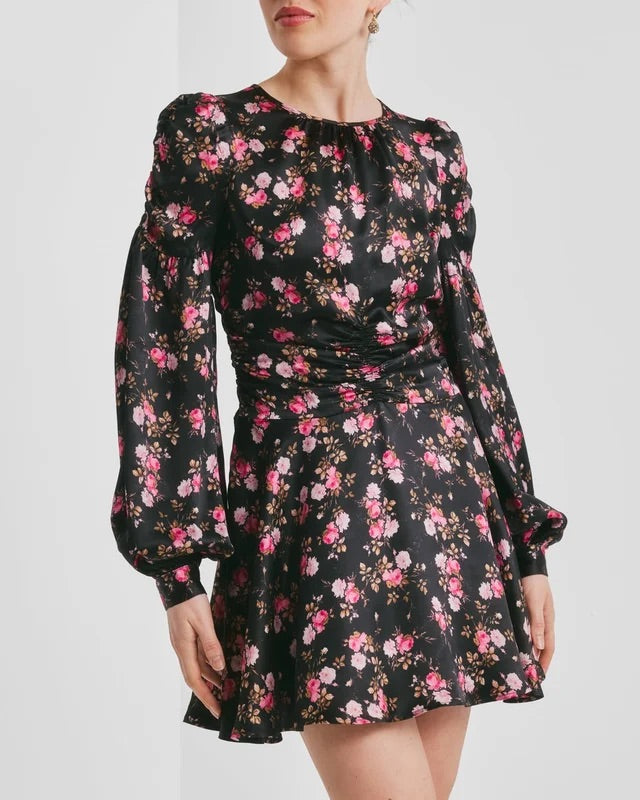 Satin Mini Dress  Blooming Night