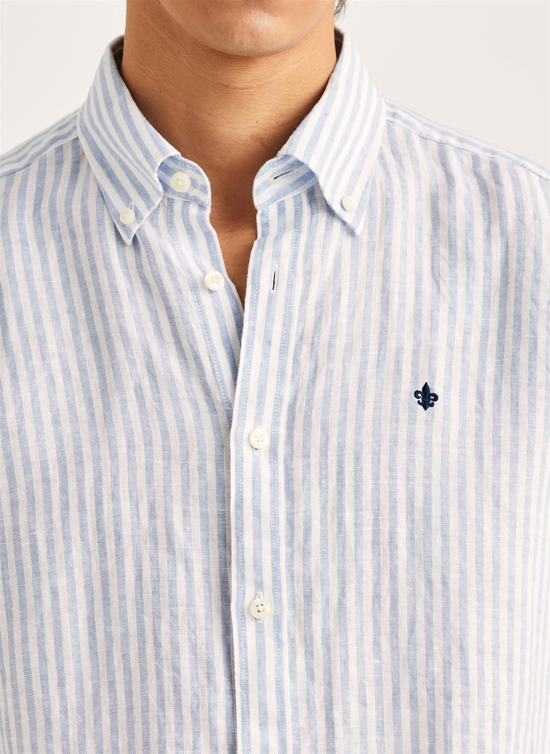 Douglas Linen Shirt SS-Classic Fit  Light Blue